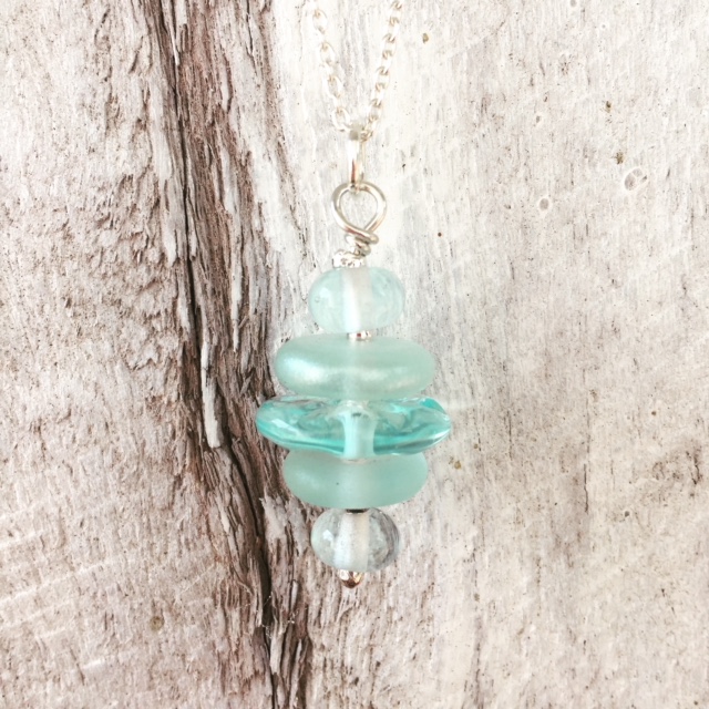 recycled glass pendant necklace