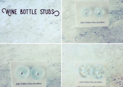 recycled glass stud earrings