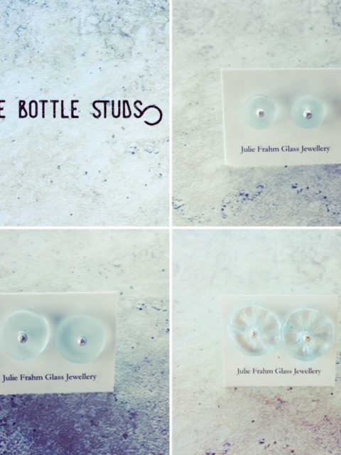 recycled glass stud earrings