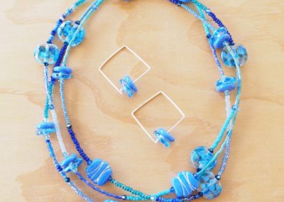 long blue glass bead necklace