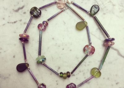purple green glass necklace