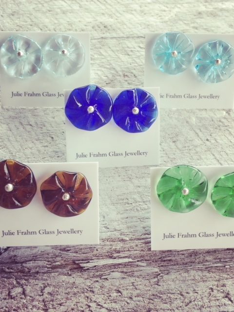 recycled glass earrings