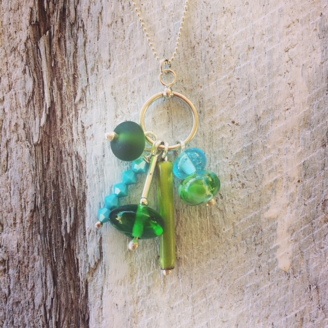 recycled glass pendant necklace