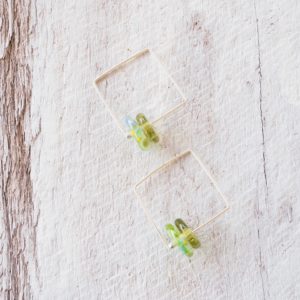 green glass bead earrings