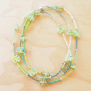 long green glass bead necklace