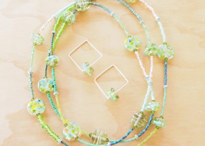 long green glass bead necklace
