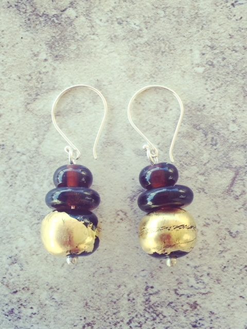 recycled glass earrings