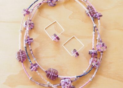 long purple glass bead necklace