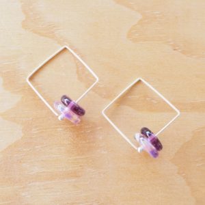 purple glass bead earrings