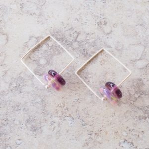 purple glass bead earrings