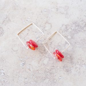 red glass bead earrings