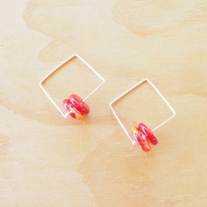 red glass bead earrings