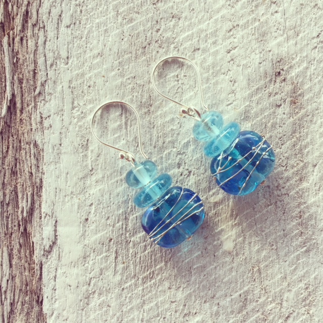 recycled glass earrings