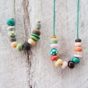 green handmade glass bead necklace
