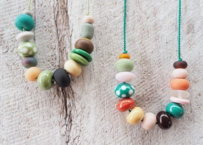 green handmade glass bead necklace