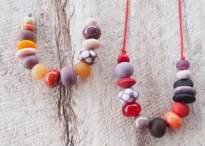 purple handmade glass bead necklace