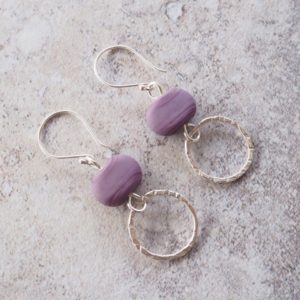 silver and purple earrings