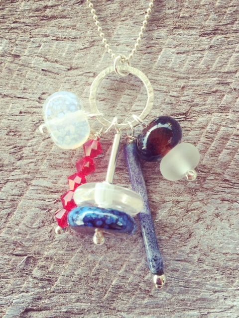 recycled glass pendant necklace