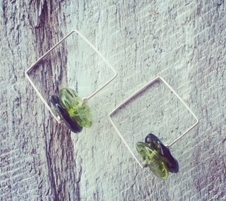 recycled glass bead earrings