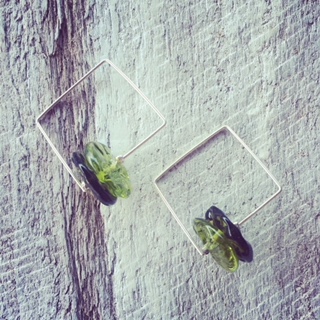 recycled glass bead earrings