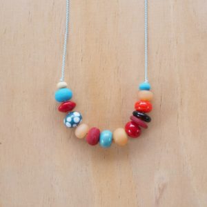 blue handmade glass bead necklace