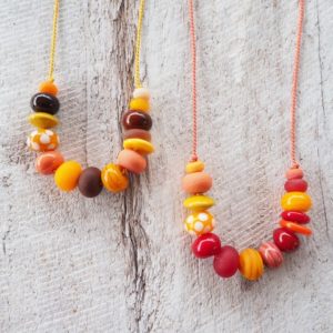 yellow and orange glass bead necklace