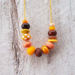 yellow glass bead necklace