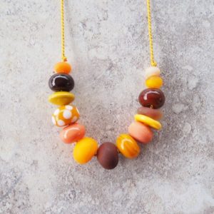 yellow glass bead necklace