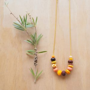 yellow handmade glass bead necklace