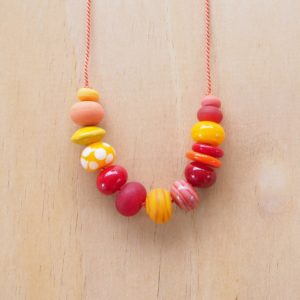 orange handmade glass bead necklace