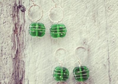 recycled glass earrings