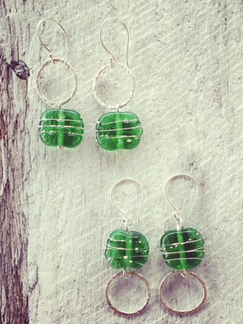 recycled glass earrings