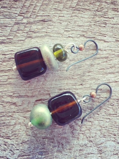 recycled glass earrings