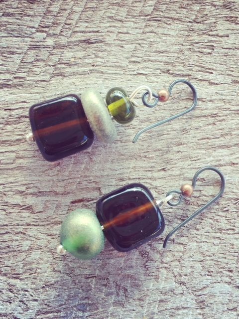 recycled glass earrings