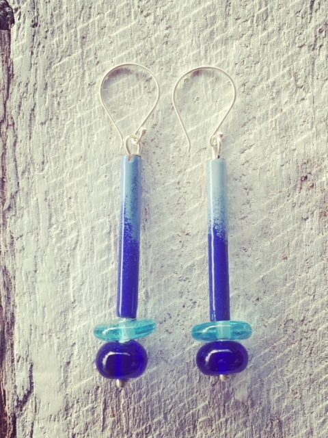 recycled glass bead earrings