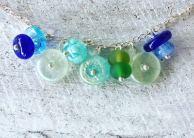 recycled glass charm bracelet