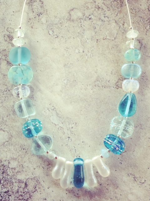 recycled glass bead necklace