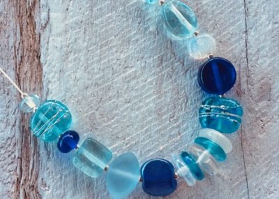 blue recycled glass necklace