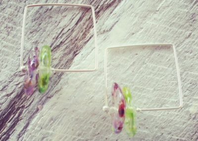 recycled glass earrings | Handmade recycled glass beads made from a Bethany Winery wine bottle.