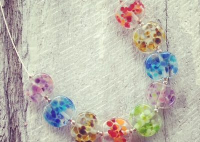 recycled glass bead necklace | handmade recycled glass beads made from a wine bottle
