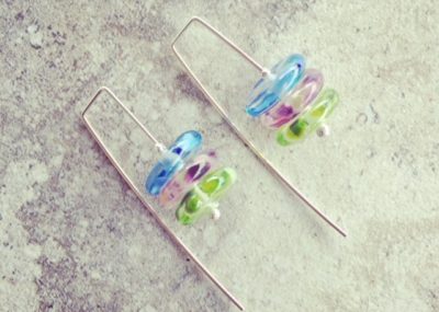 recycled glass earrings | handmade recycled glass beads made from a wine bottle