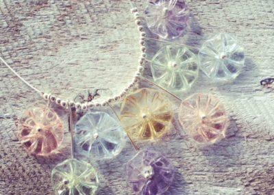 Glass Flower Necklace | handmade recycled glass beads from various coloured glass objects
