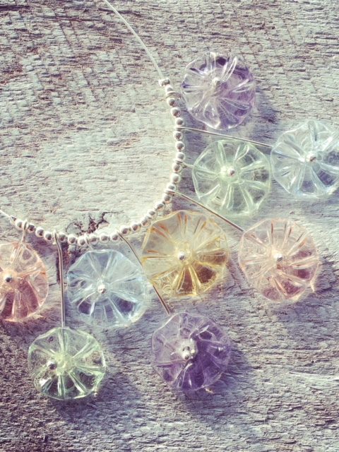 Glass Flower Necklace | handmade recycled glass beads from various coloured glass objects