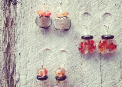 Recycled glass earrings | beads made from Gin and Tonic bottles
