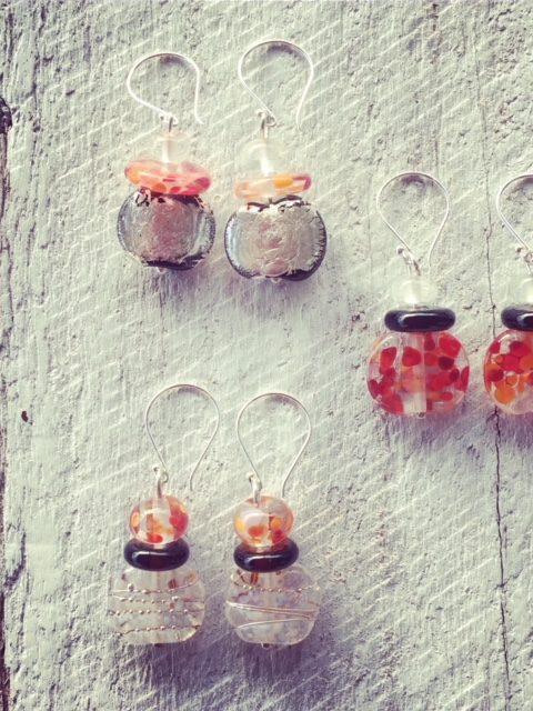 Recycled glass earrings | beads made from Gin and Tonic bottles