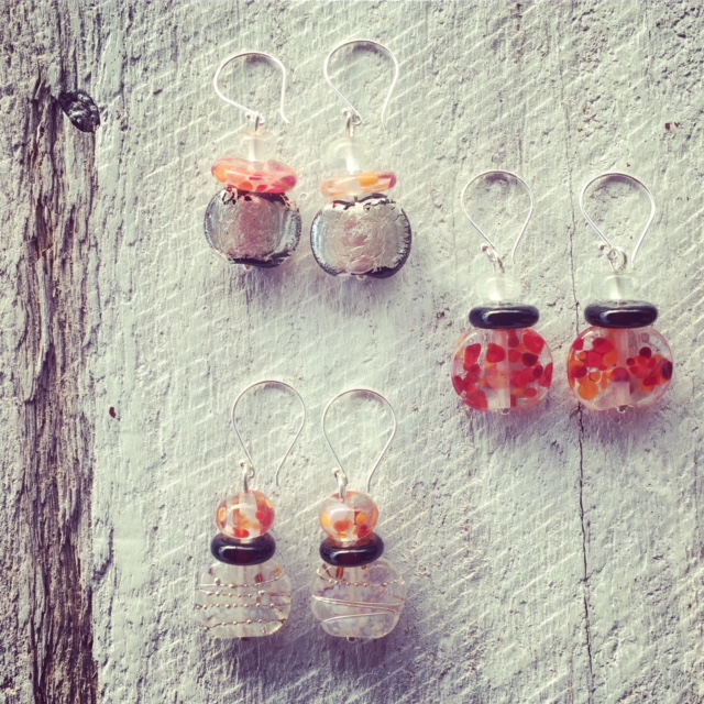 Recycled glass earrings | beads made from Gin and Tonic bottles