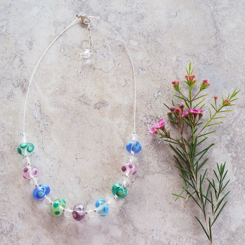 Handmade glass bead necklace