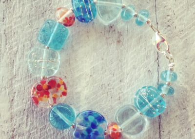 Recycled glass bracelet | beads made from gin and wine bottles