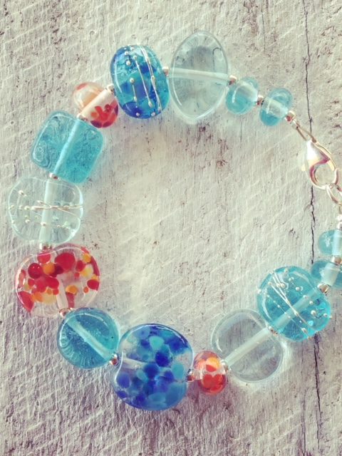Recycled glass bracelet | beads made from gin and wine bottles