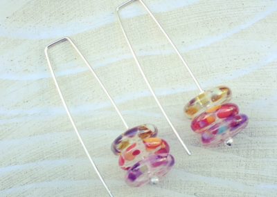 recycled glass earrings | handmade recycled glass beads made from a wine bottle